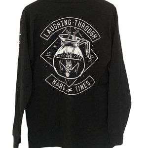 Broke and Stoked- Laughing Through Hard Times SZ MED Black Long Sleeve Graphic